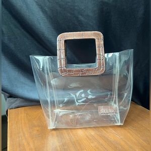 Staud - Mini Shirley Bag Clear - w/ Square Brown Leather Handles